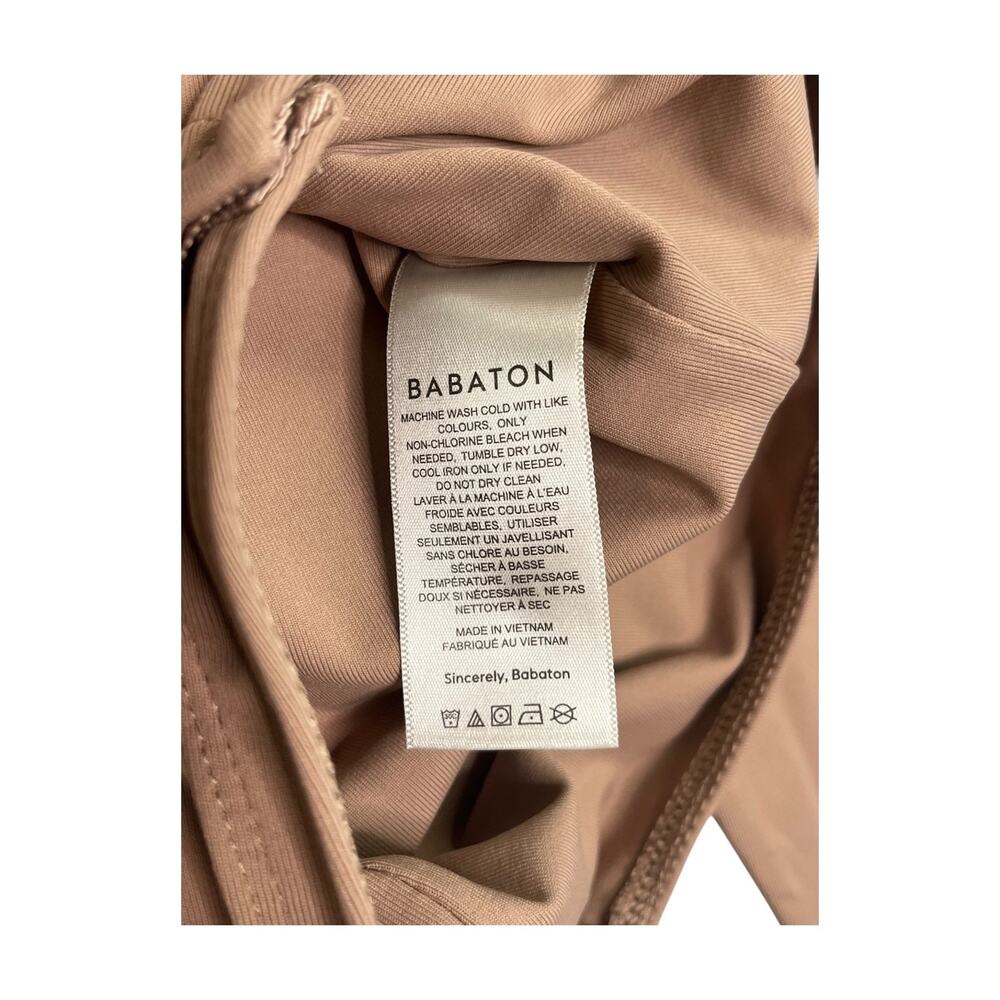 Aritzia Babaton Bodysuit Top Womens Medium Brown Mock Neck Long Sleeve Stretch - Picture 8 of 11